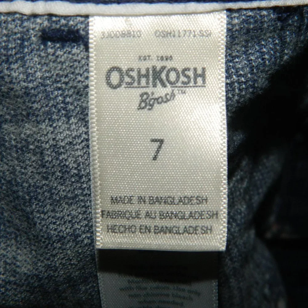 Vintage OshKosh Bgosh Corduroy Floral Blue Overall Dress Size 7 (H-14)